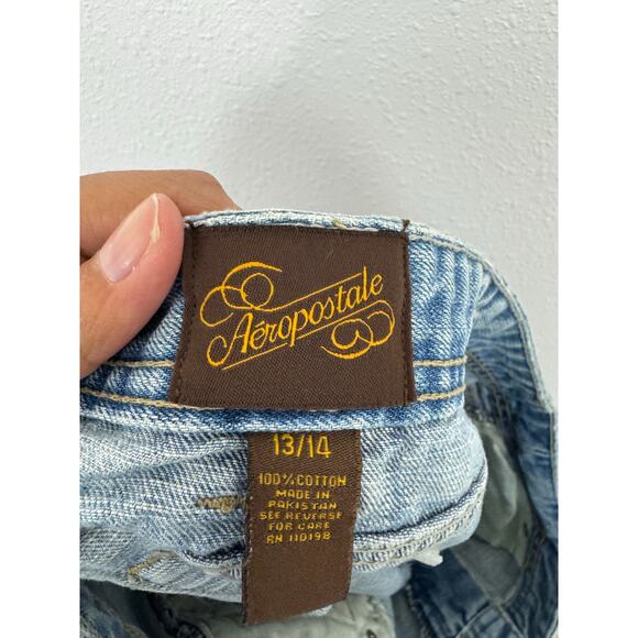 Aéropostale Vintage Denim Mini Skirt Size 13/14 Raw Hem Distressed Y2K - Picture 5 of 5